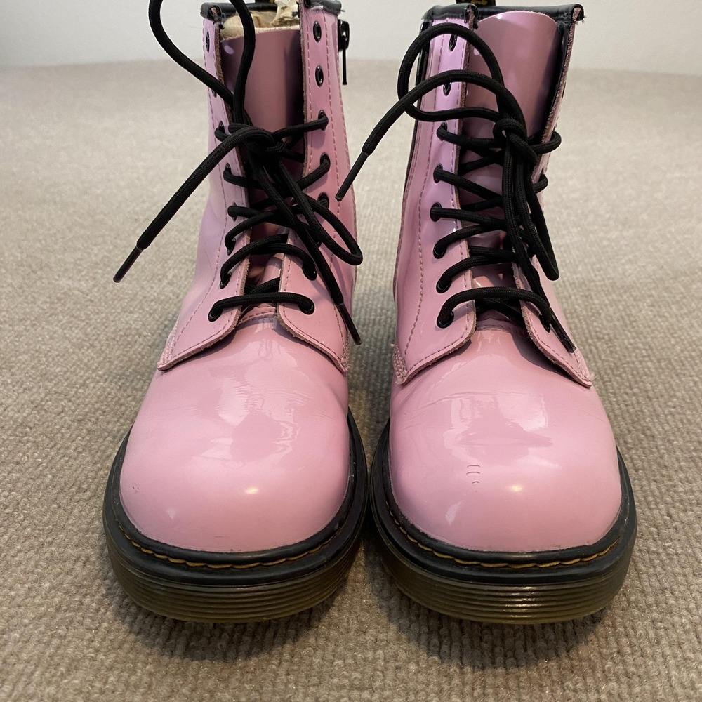 Dr. Martens Boots Womens Size 6 Pink Patent Leather Ankle Combat Zip 26772 Y2K - Picture 4 of 11